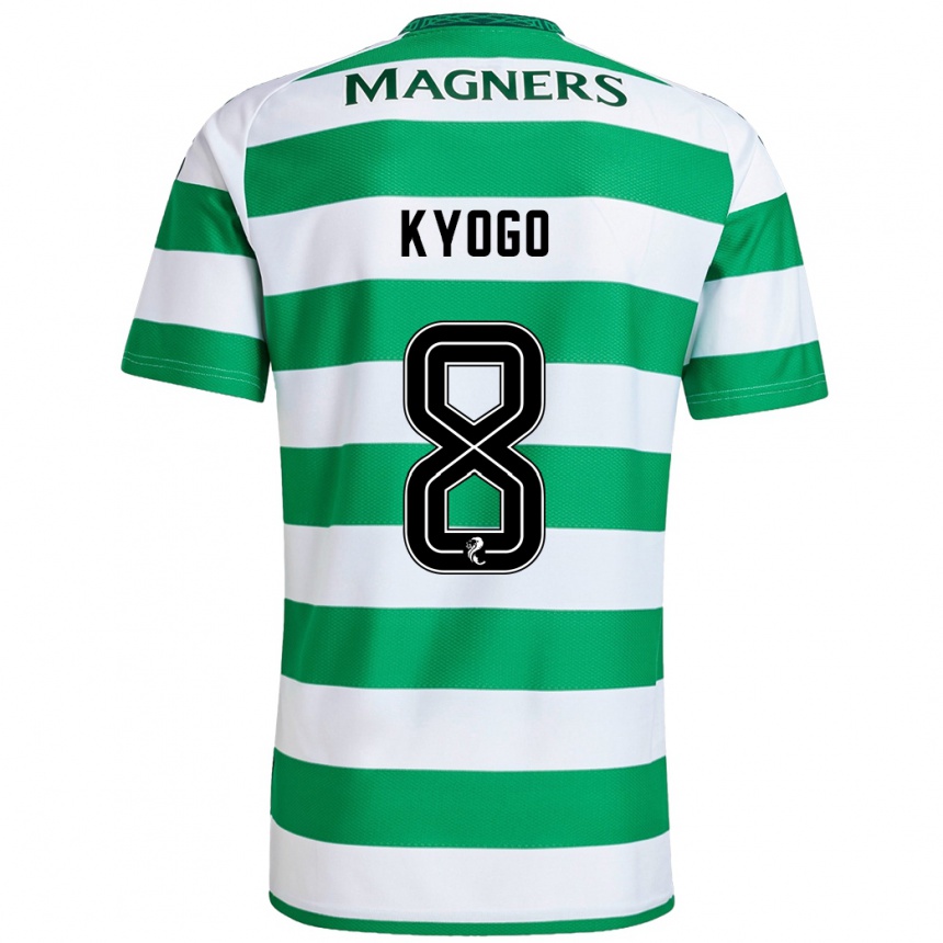 Niño Fútbol Camiseta Kyogo Furuhashi #8 Verde Blanco 1ª Equipación 2024/25