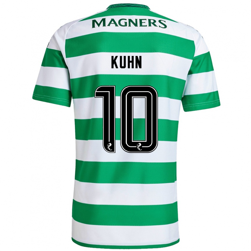 Niño Fútbol Camiseta Nicolas Kühn #10 Verde Blanco 1ª Equipación 2024/25