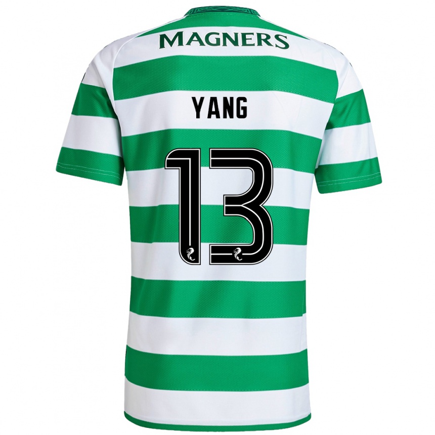 Niño Fútbol Camiseta Hyun-Jun Yang #13 Verde Blanco 1ª Equipación 2024/25