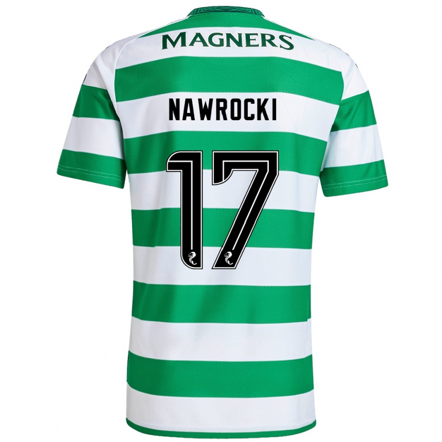 Niño Fútbol Camiseta Maik Nawrocki #17 Verde Blanco 1ª Equipación 2024/25