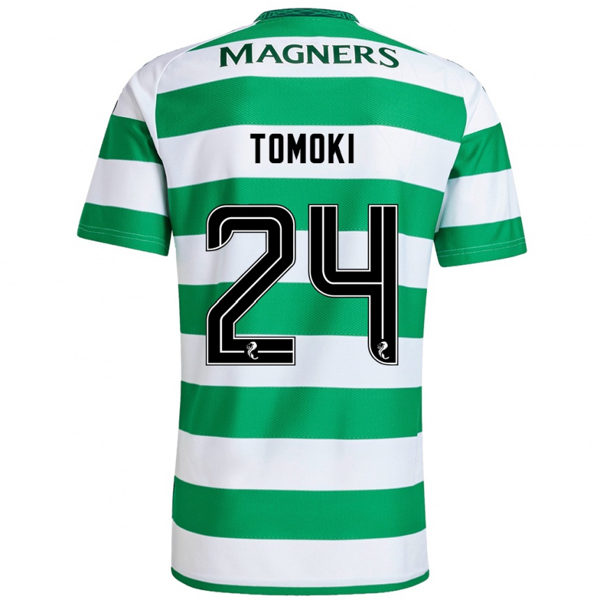 Niño Fútbol Camiseta Tomoki Iwata #24 Verde Blanco 1ª Equipación 2024/25