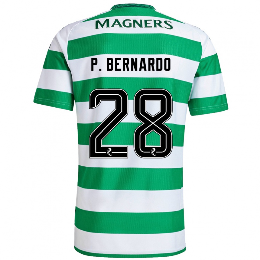 Niño Fútbol Camiseta Paulo Bernardo #28 Verde Blanco 1ª Equipación 2024/25