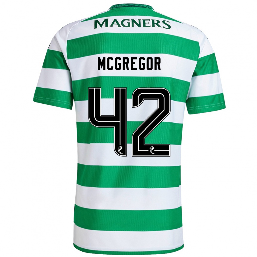 Niño Fútbol Camiseta Callum Mcgregor #42 Verde Blanco 1ª Equipación 2024/25