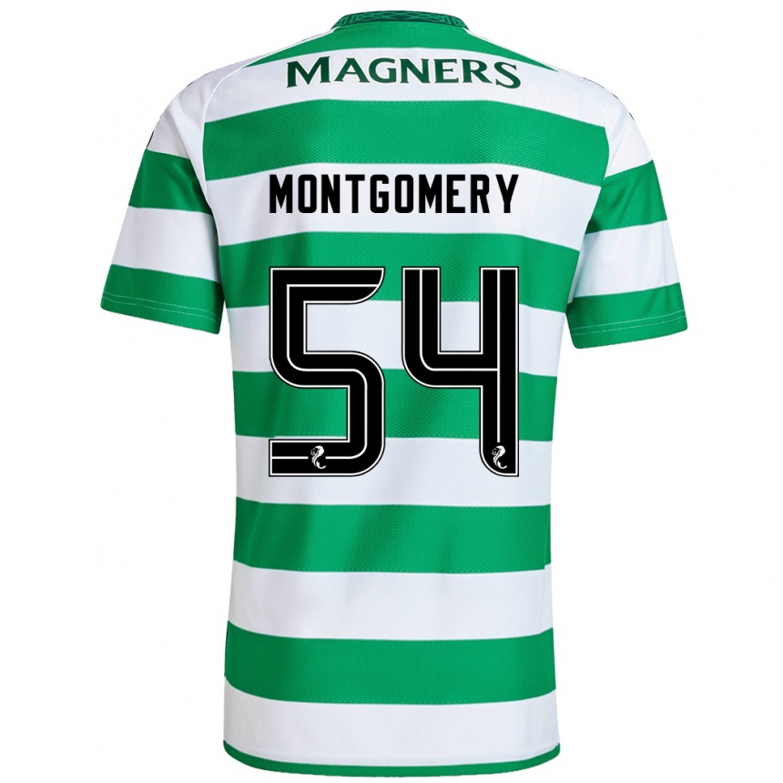 Niño Fútbol Camiseta Adam Montgomery #54 Verde Blanco 1ª Equipación 2024/25