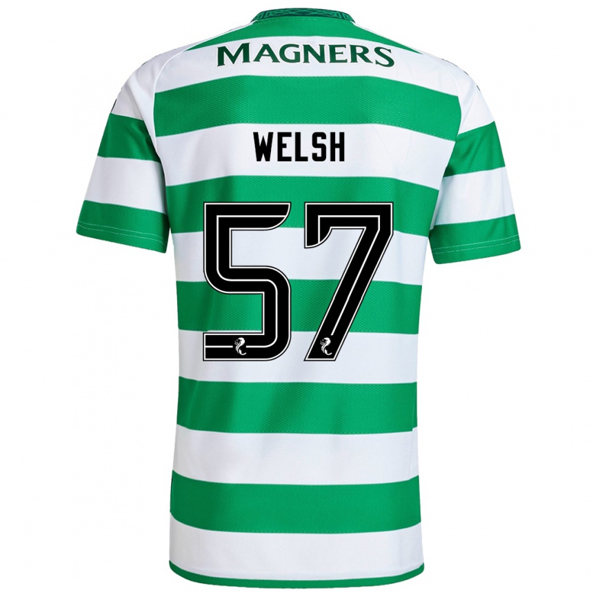 Niño Fútbol Camiseta Stephen Welsh #57 Verde Blanco 1ª Equipación 2024/25