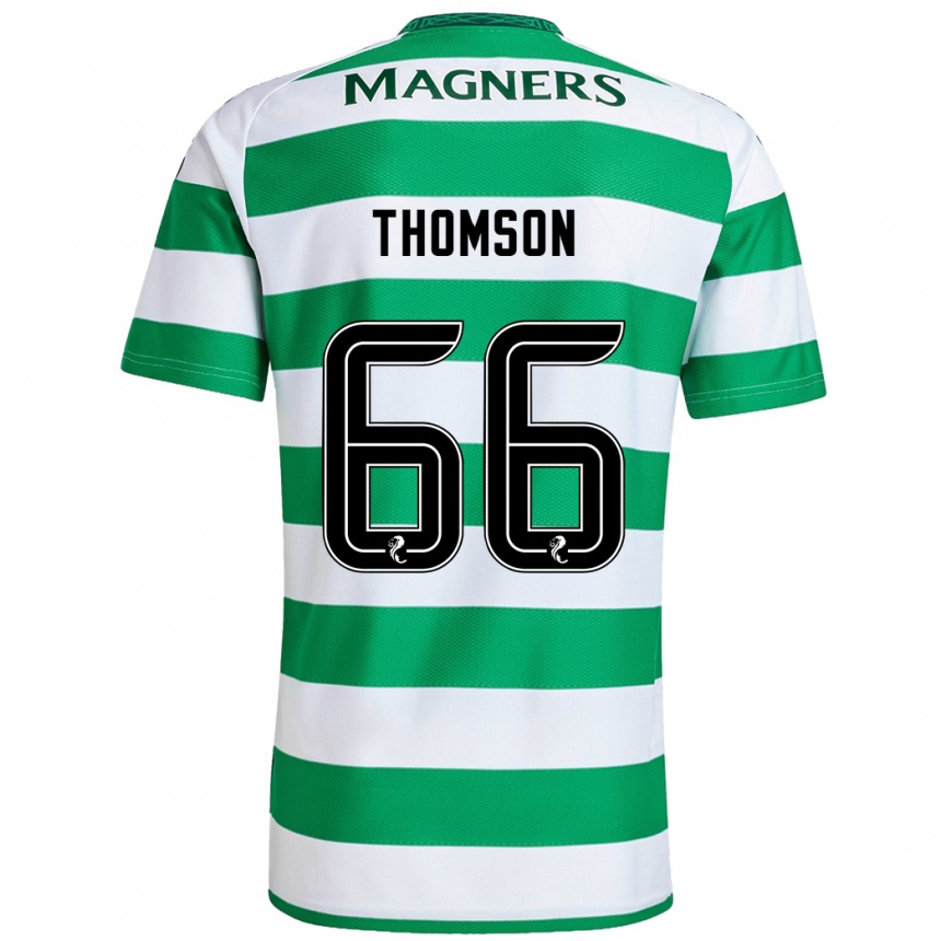 Niño Fútbol Camiseta Corey Thomson #66 Verde Blanco 1ª Equipación 2024/25