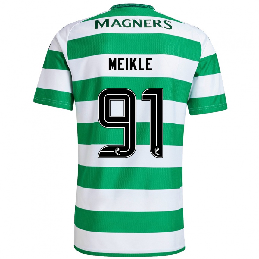 Niño Fútbol Camiseta Jamie Meikle #91 Verde Blanco 1ª Equipación 2024/25