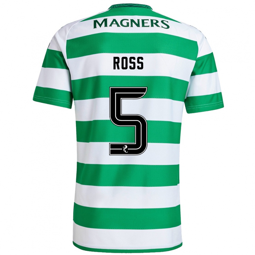 Niño Fútbol Camiseta Natalie Ross #5 Verde Blanco 1ª Equipación 2024/25