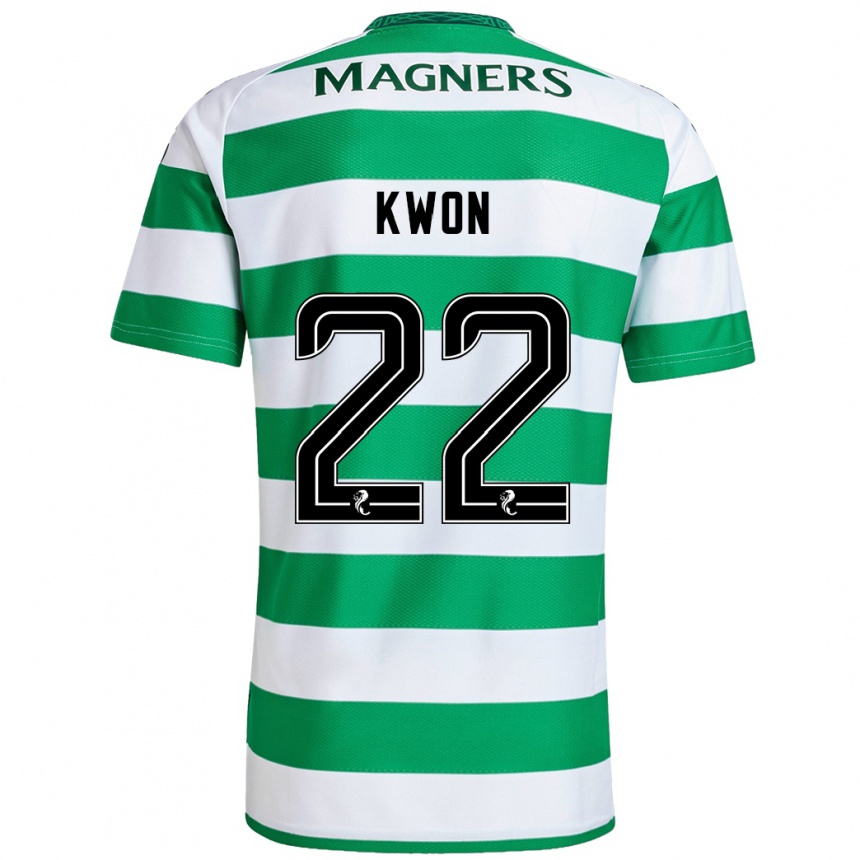 Niño Fútbol Camiseta Hyeok-Kyu Kwon #22 Verde Blanco 1ª Equipación 2024/25