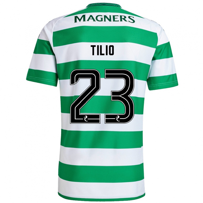 Niño Fútbol Camiseta Marco Tilio #23 Verde Blanco 1ª Equipación 2024/25