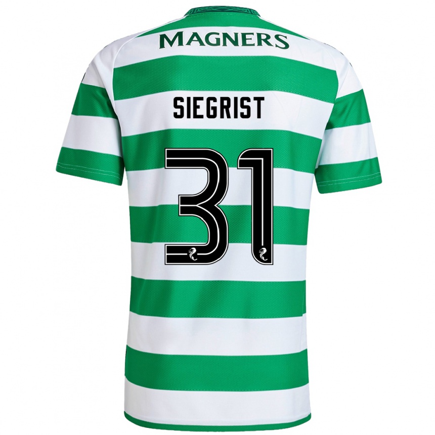 Niño Fútbol Camiseta Benjamin Siegrist #31 Verde Blanco 1ª Equipación 2024/25