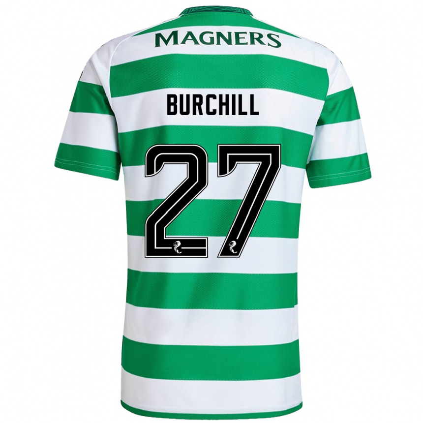 Niño Fútbol Camiseta Tiree Burchill #27 Verde Blanco 1ª Equipación 2024/25