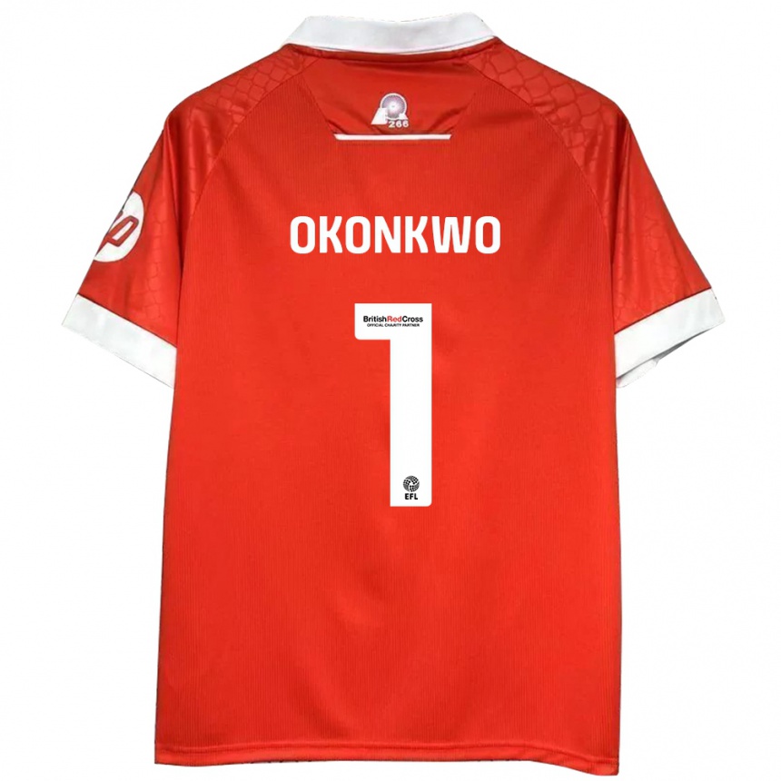 Niño Fútbol Camiseta Arthur Okonkwo #1 Rojo Blanco 1ª Equipación 2024/25