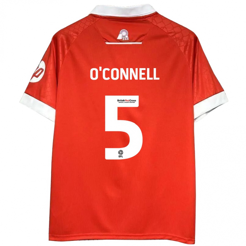 Niño Fútbol Camiseta Eoghan O'connell #5 Rojo Blanco 1ª Equipación 2024/25