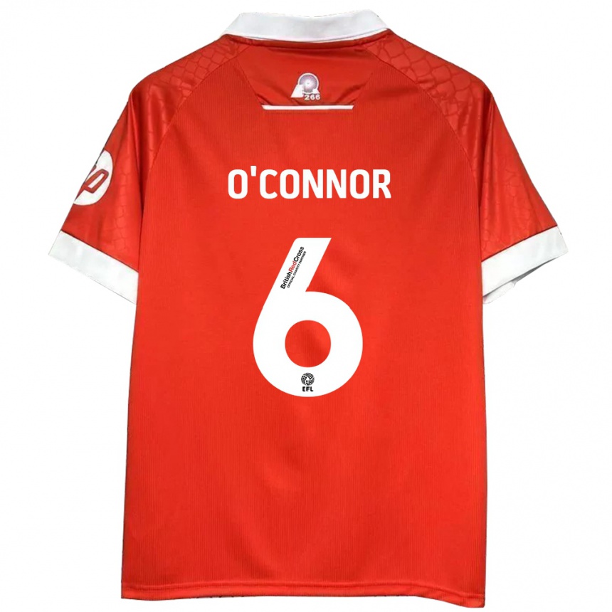 Niño Fútbol Camiseta Thomas O'connor #6 Rojo Blanco 1ª Equipación 2024/25