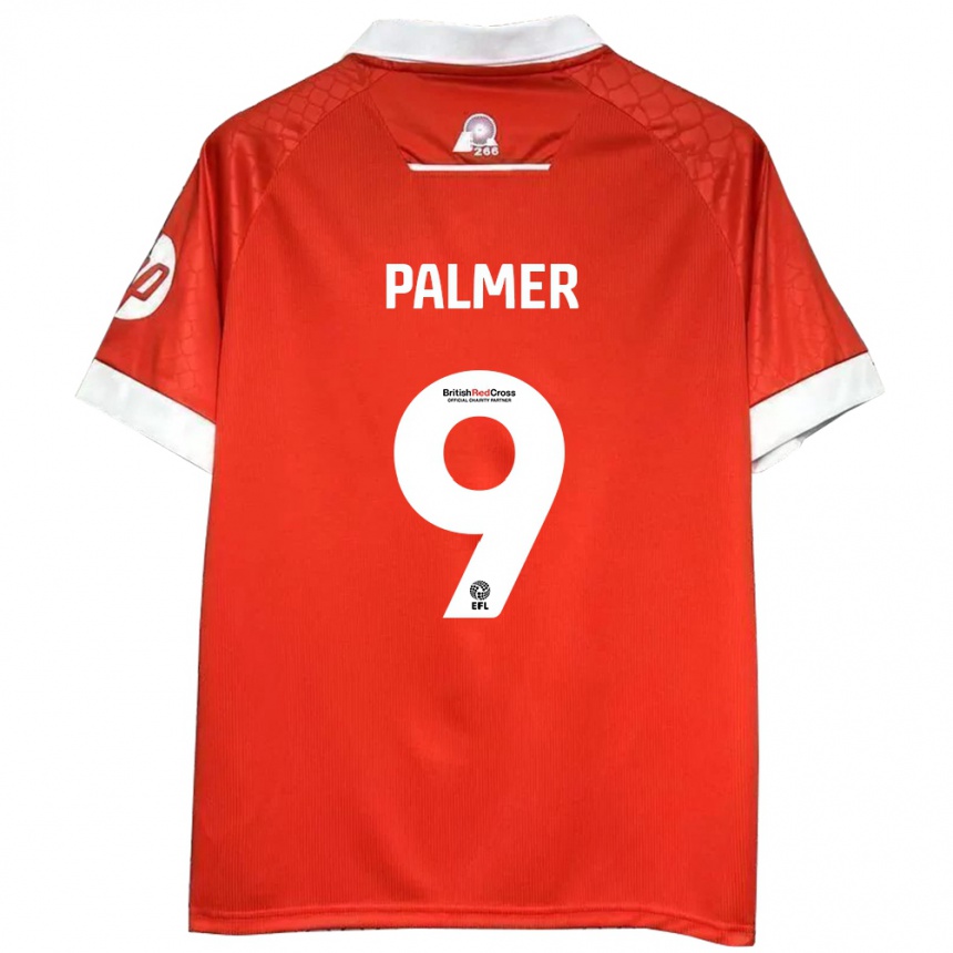 Niño Fútbol Camiseta Ollie Palmer #9 Rojo Blanco 1ª Equipación 2024/25