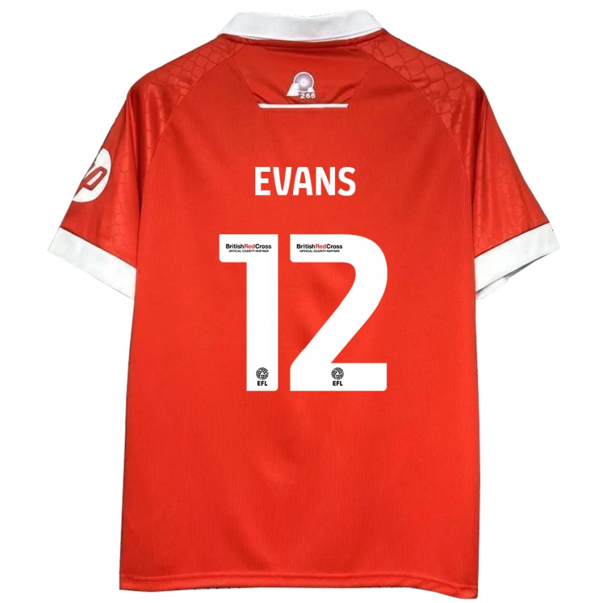 Niño Fútbol Camiseta George Evans #12 Rojo Blanco 1ª Equipación 2024/25