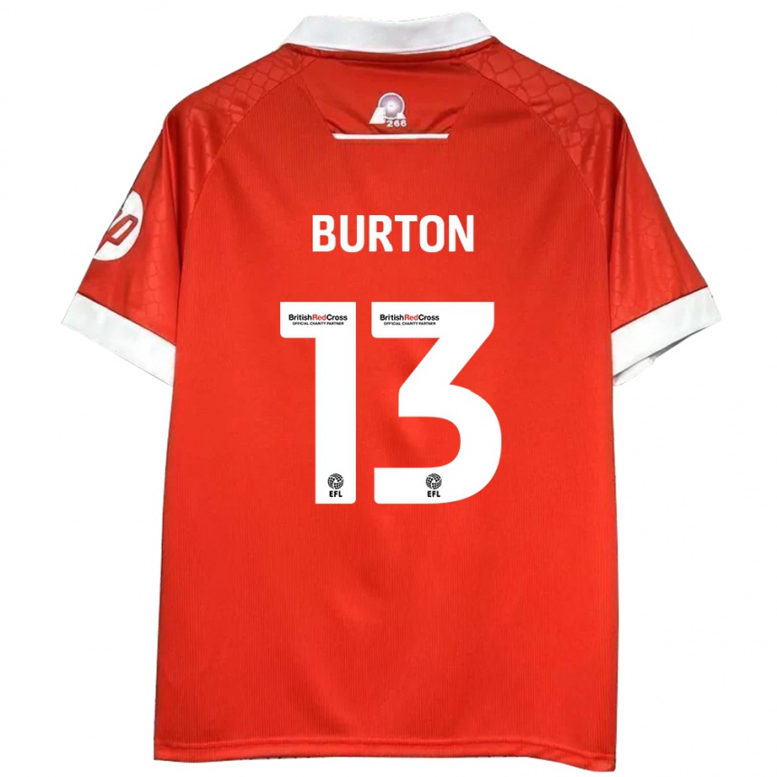 Niño Fútbol Camiseta Callum Burton #13 Rojo Blanco 1ª Equipación 2024/25