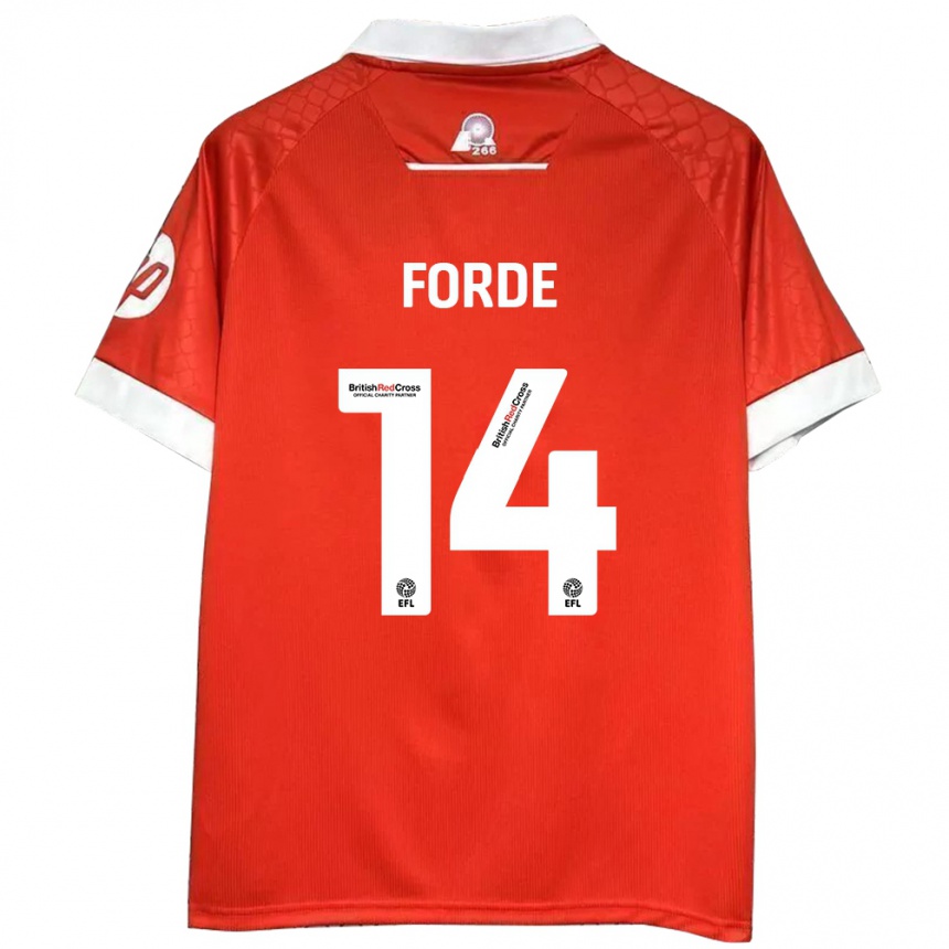 Niño Fútbol Camiseta Anthony Forde #14 Rojo Blanco 1ª Equipación 2024/25