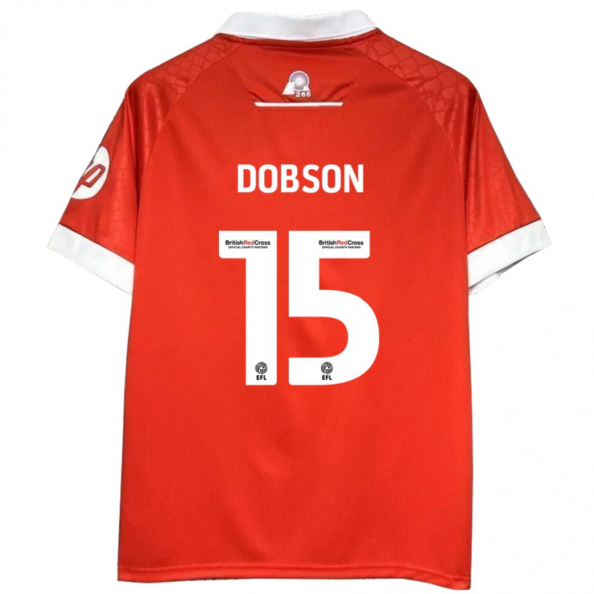 Niño Fútbol Camiseta George Dobson #15 Rojo Blanco 1ª Equipación 2024/25