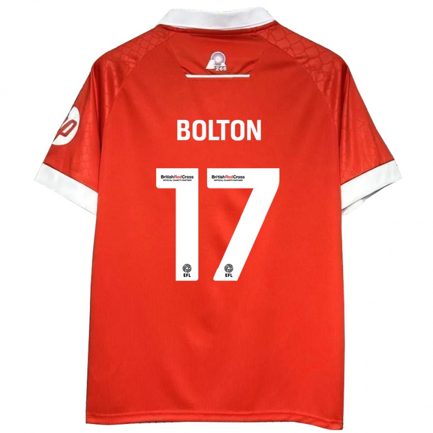 Niño Fútbol Camiseta Luke Bolton #17 Rojo Blanco 1ª Equipación 2024/25