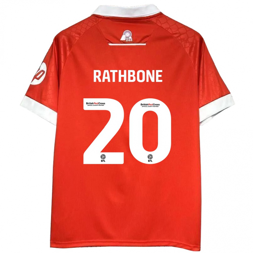 Niño Fútbol Camiseta Ollie Rathbone #20 Rojo Blanco 1ª Equipación 2024/25