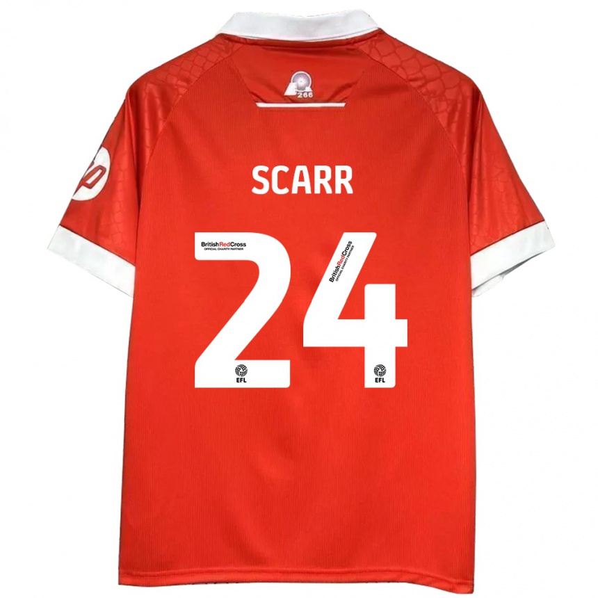 Niño Fútbol Camiseta Dan Scarr #24 Rojo Blanco 1ª Equipación 2024/25