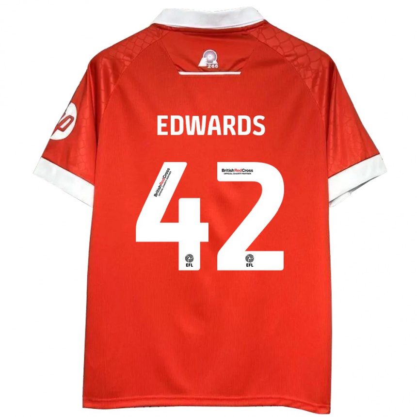 Niño Fútbol Camiseta Callum Edwards #42 Rojo Blanco 1ª Equipación 2024/25