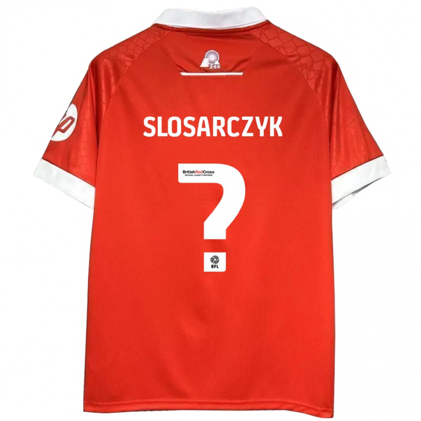 Niño Fútbol Camiseta Nikolas Slosarczyk #0 Rojo Blanco 1ª Equipación 2024/25