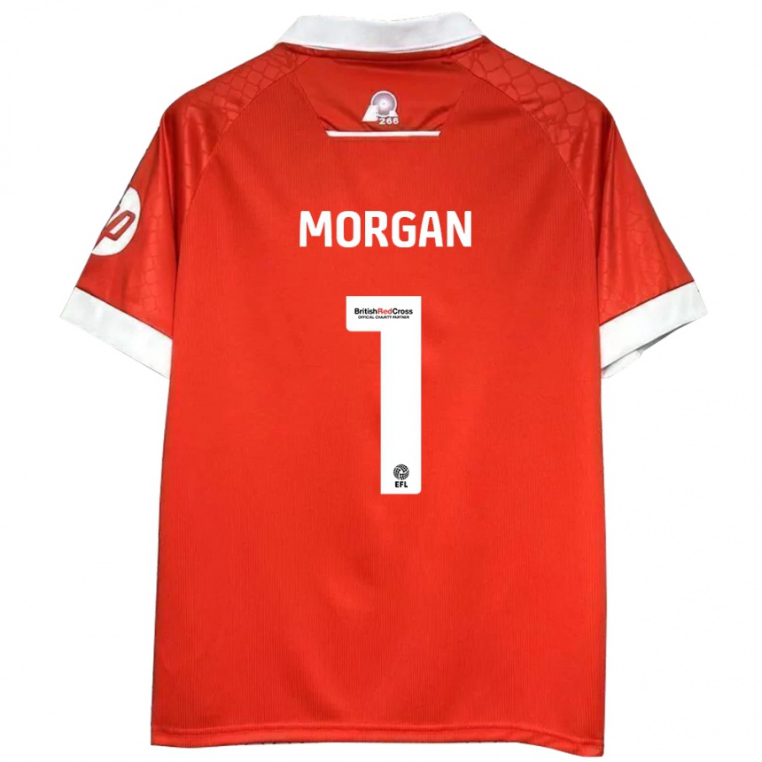 Niño Fútbol Camiseta Delyth Morgan #1 Rojo Blanco 1ª Equipación 2024/25