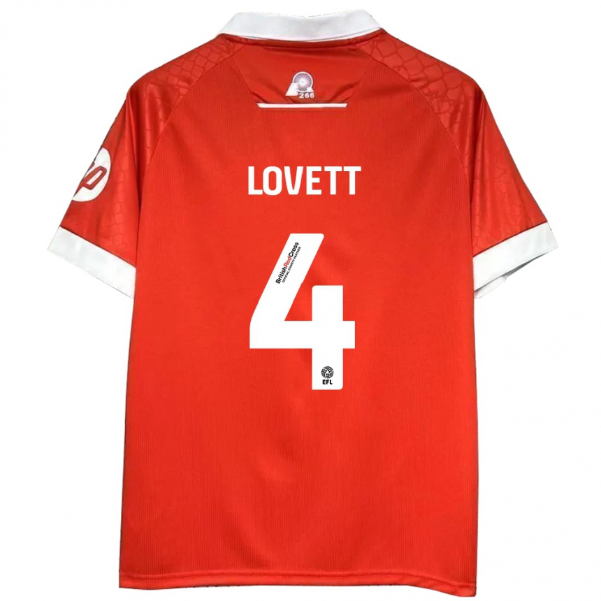 Niño Fútbol Camiseta Erin Lovett #4 Rojo Blanco 1ª Equipación 2024/25