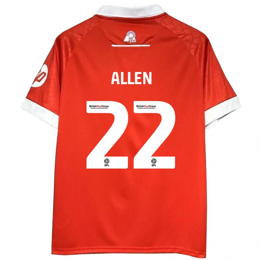 Niño Fútbol Camiseta Keren Allen #22 Rojo Blanco 1ª Equipación 2024/25