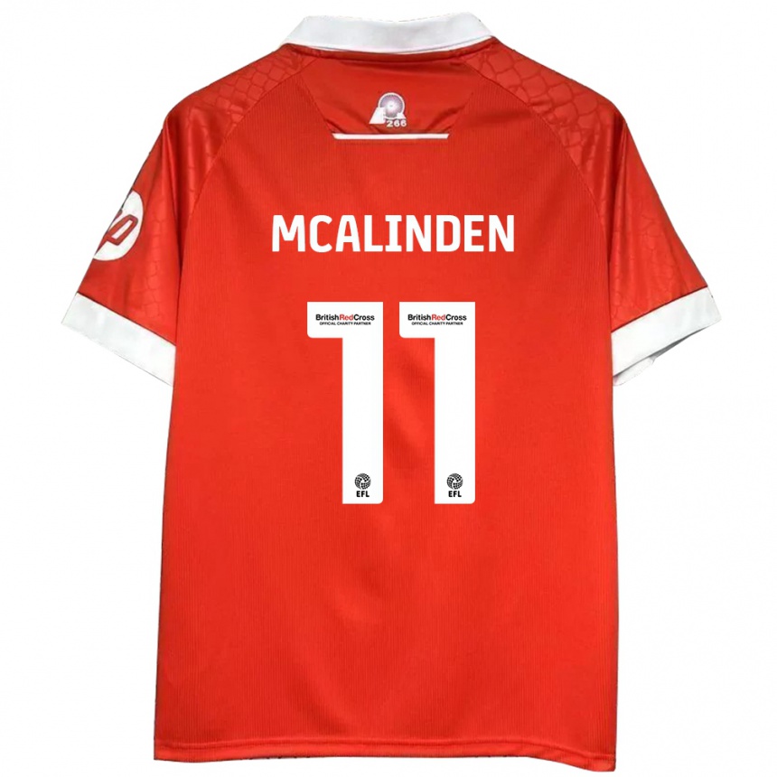 Niño Fútbol Camiseta Liam Mcalinden #11 Rojo Blanco 1ª Equipación 2024/25