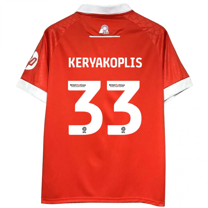 Niño Fútbol Camiseta Hannah Keryakoplis #33 Rojo Blanco 1ª Equipación 2024/25