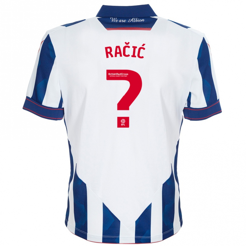 Niño Fútbol Camiseta Uroš Račić #0 Blanco Azul Oscuro 1ª Equipación 2024/25