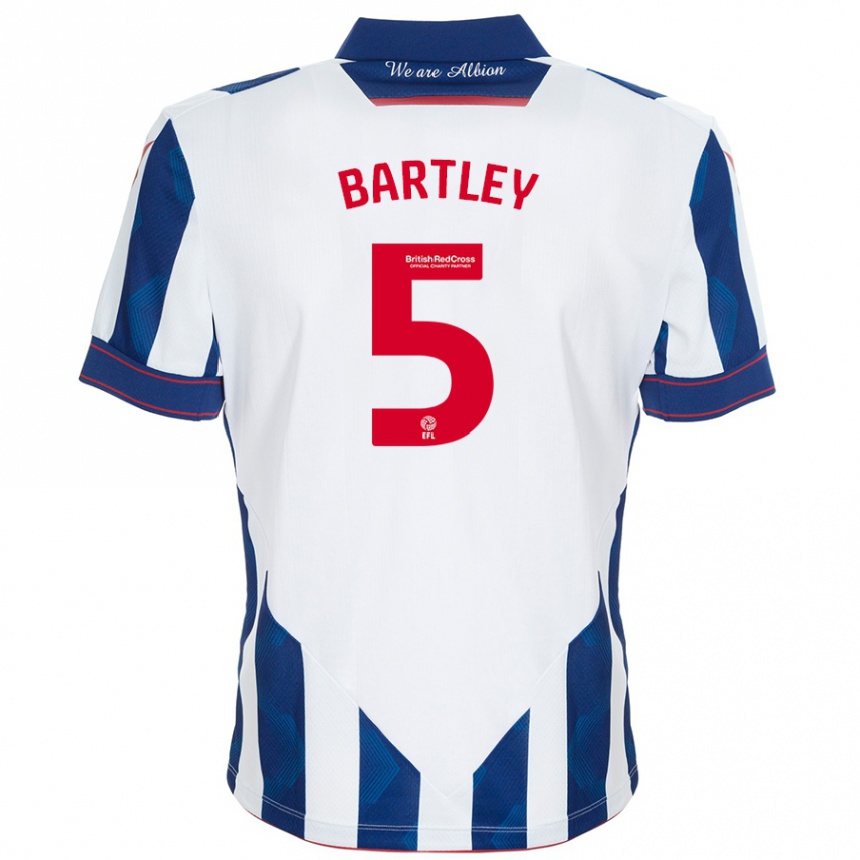 Niño Fútbol Camiseta Kyle Bartley #5 Blanco Azul Oscuro 1ª Equipación 2024/25