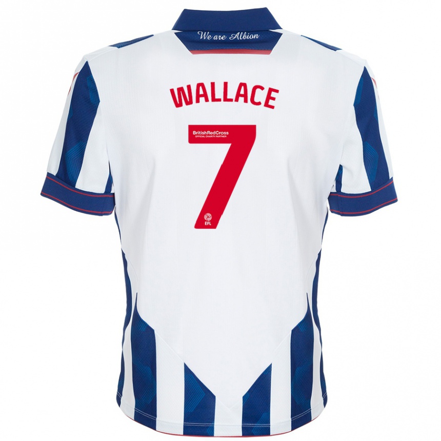 Niño Fútbol Camiseta Jed Wallace #7 Blanco Azul Oscuro 1ª Equipación 2024/25