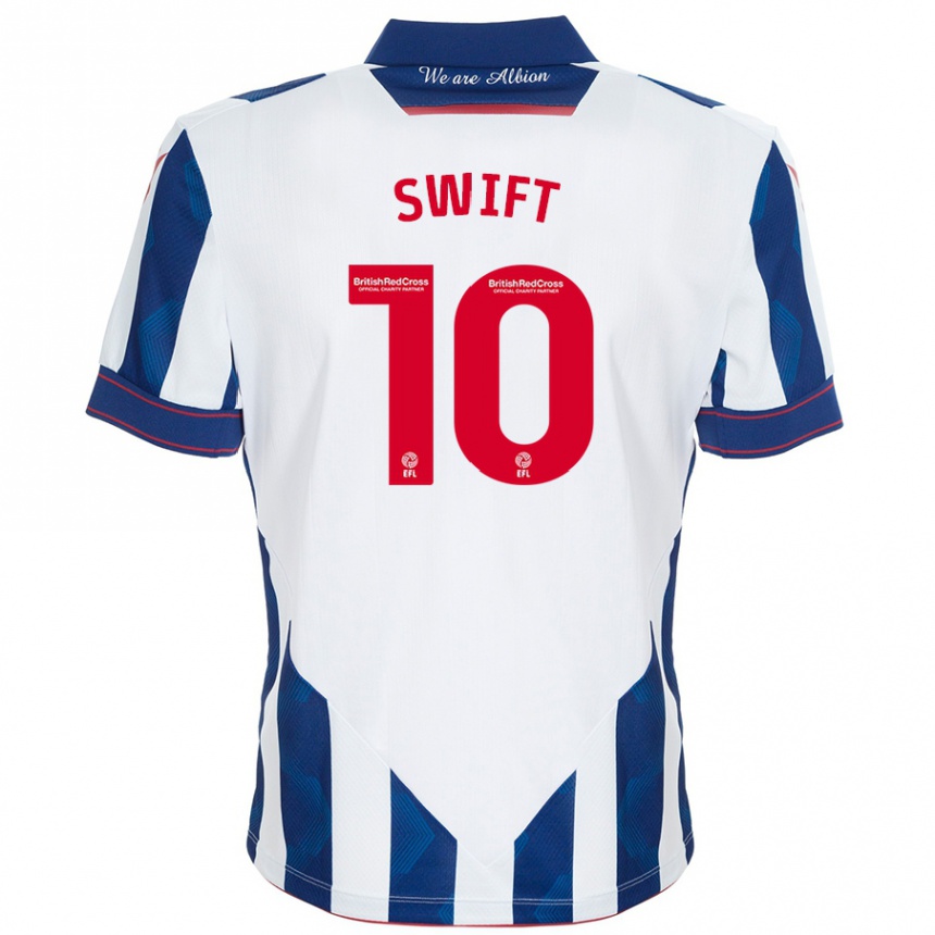 Niño Fútbol Camiseta John Swift #10 Blanco Azul Oscuro 1ª Equipación 2024/25