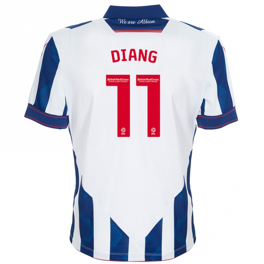 Niño Fútbol Camiseta Grady Diangana #11 Blanco Azul Oscuro 1ª Equipación 2024/25