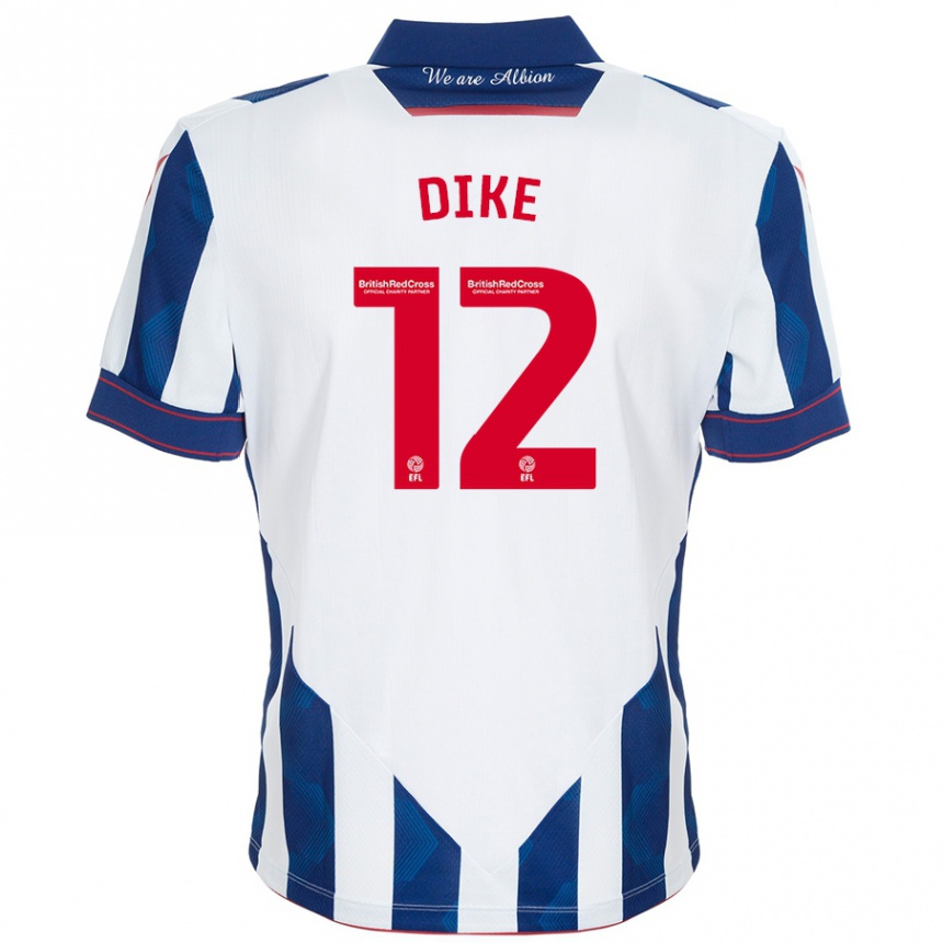 Niño Fútbol Camiseta Daryl Dike #12 Blanco Azul Oscuro 1ª Equipación 2024/25