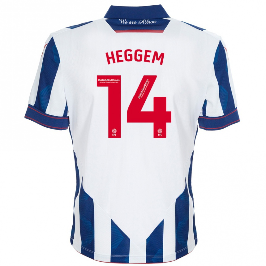 Niño Fútbol Camiseta Torbjørn Heggem #14 Blanco Azul Oscuro 1ª Equipación 2024/25