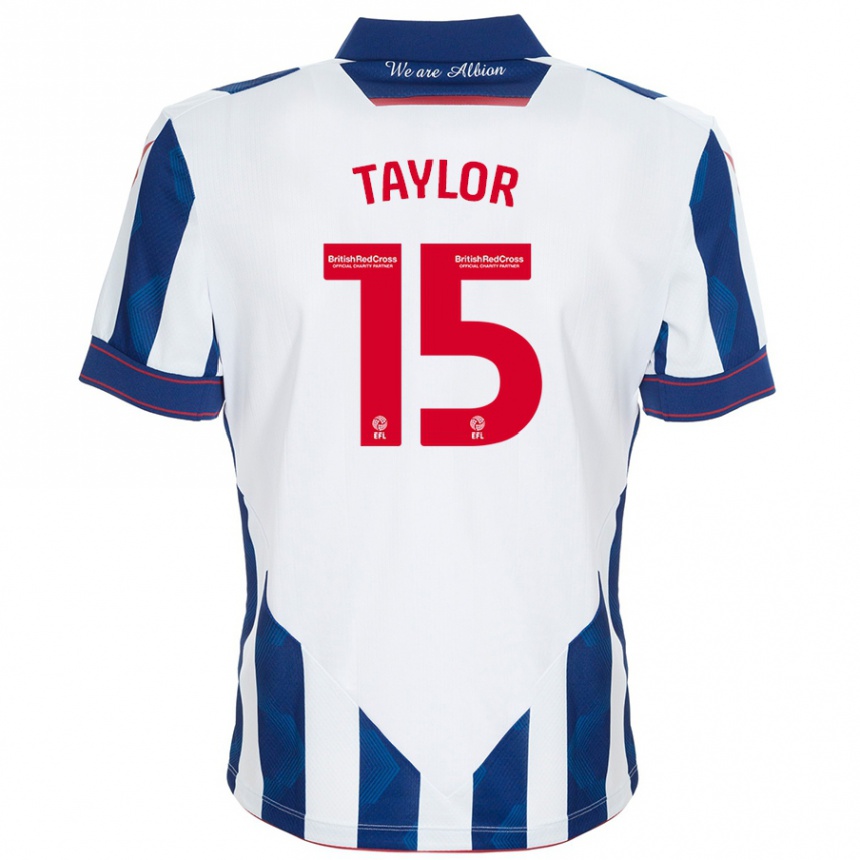 Niño Fútbol Camiseta Caleb Taylor #15 Blanco Azul Oscuro 1ª Equipación 2024/25