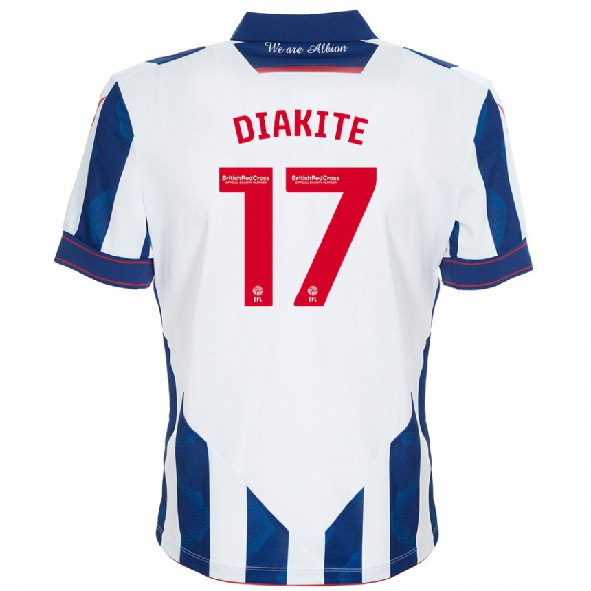 Niño Fútbol Camiseta Ousmane Diakité #17 Blanco Azul Oscuro 1ª Equipación 2024/25