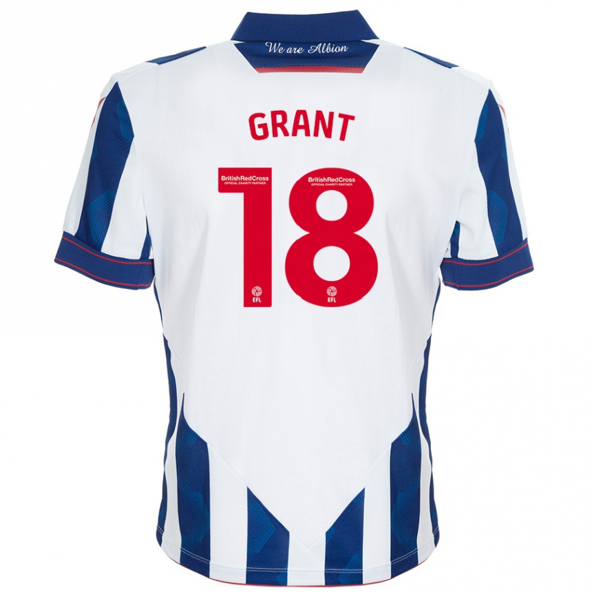 Niño Fútbol Camiseta Karlan Grant #18 Blanco Azul Oscuro 1ª Equipación 2024/25