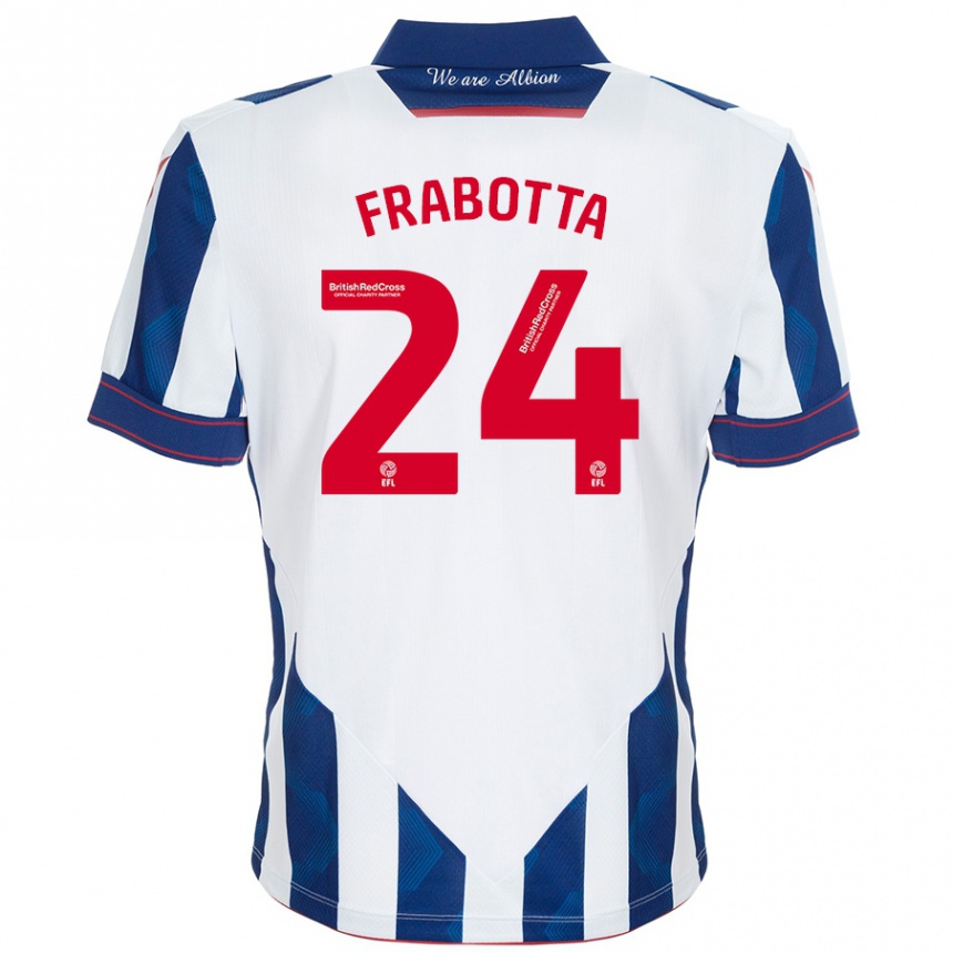 Niño Fútbol Camiseta Gianluca Frabotta #24 Blanco Azul Oscuro 1ª Equipación 2024/25