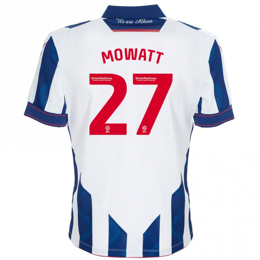 Niño Fútbol Camiseta Alex Mowatt #27 Blanco Azul Oscuro 1ª Equipación 2024/25