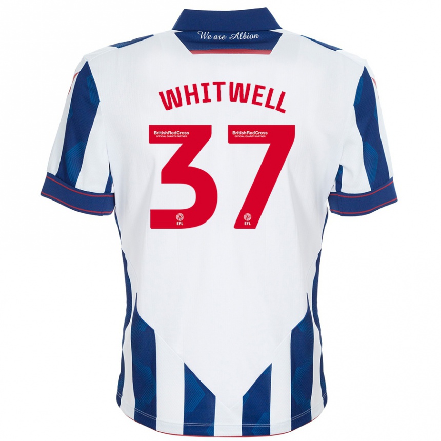 Niño Fútbol Camiseta Harry Whitwell #37 Blanco Azul Oscuro 1ª Equipación 2024/25