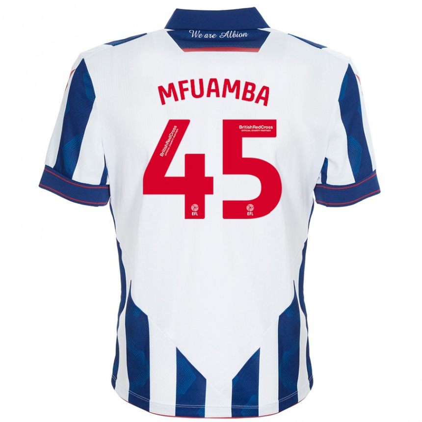 Niño Fútbol Camiseta Kevin Mfuamba #45 Blanco Azul Oscuro 1ª Equipación 2024/25