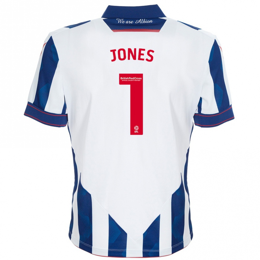 Niño Fútbol Camiseta Lucy Jones #1 Blanco Azul Oscuro 1ª Equipación 2024/25