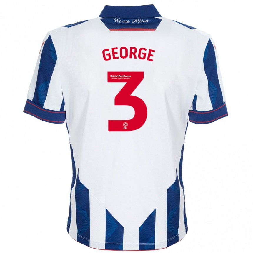 Niño Fútbol Camiseta Hannah George #3 Blanco Azul Oscuro 1ª Equipación 2024/25